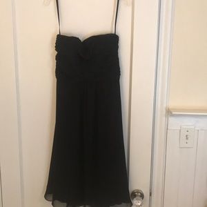 Strapless black chiffon dress
